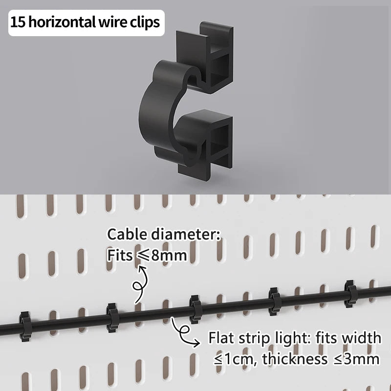 Black gaming pegboard wall organiser with holders, view 24