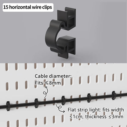 Black gaming pegboard wall organiser with holders, view 24