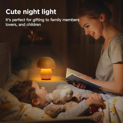 Touch control mushroom night light brightness levels