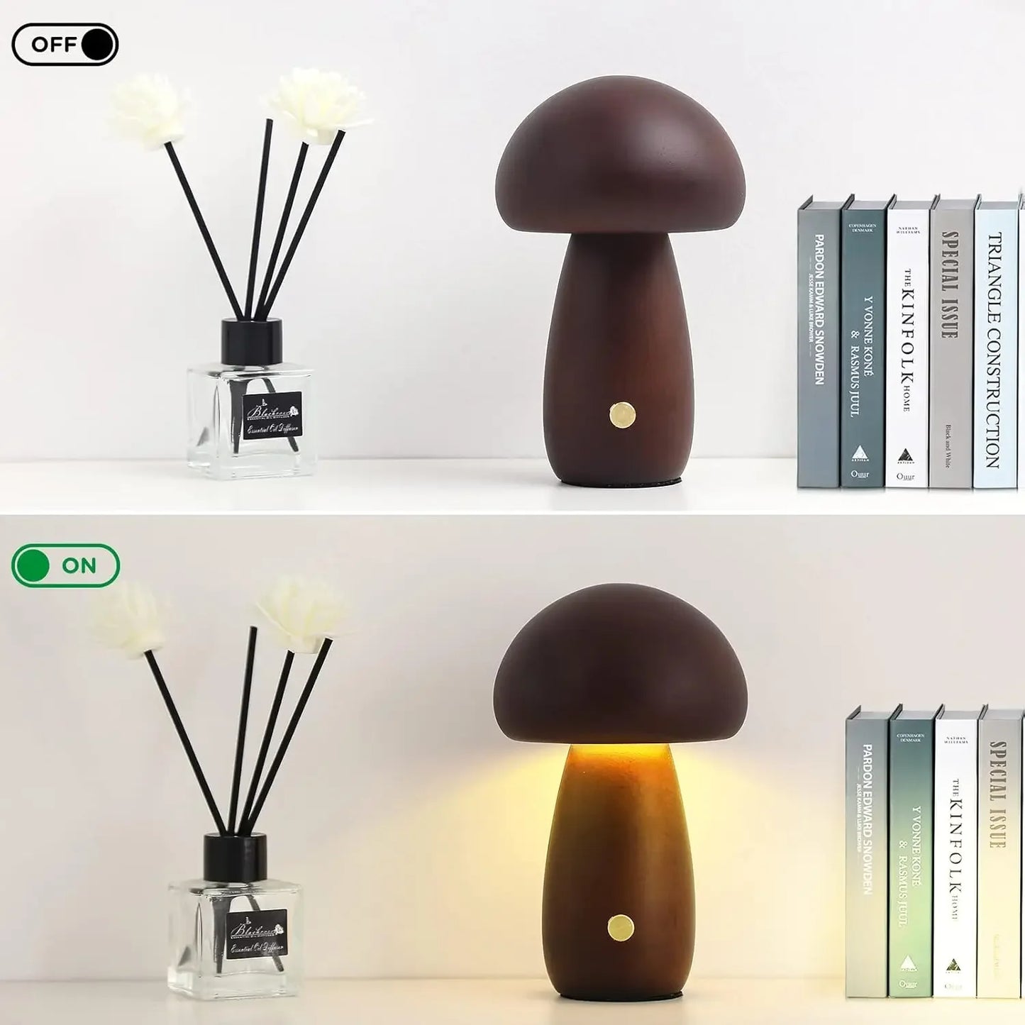 Rechargeable mushroom lamp cordless portable use