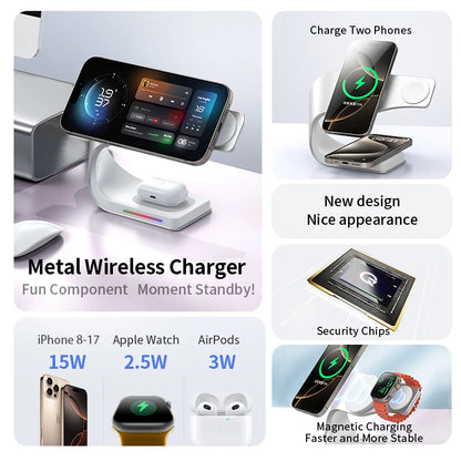 Metal bodied 4 in 1 magnetic wireless charger, view 2