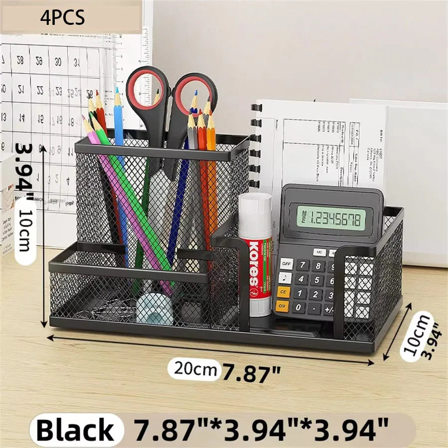 Black metal mesh desk organiser, view 8