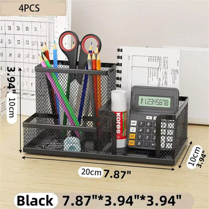 Black metal mesh desk organiser, view 8