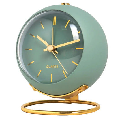 Small metal desk alarm clock with luminous hands, view 6