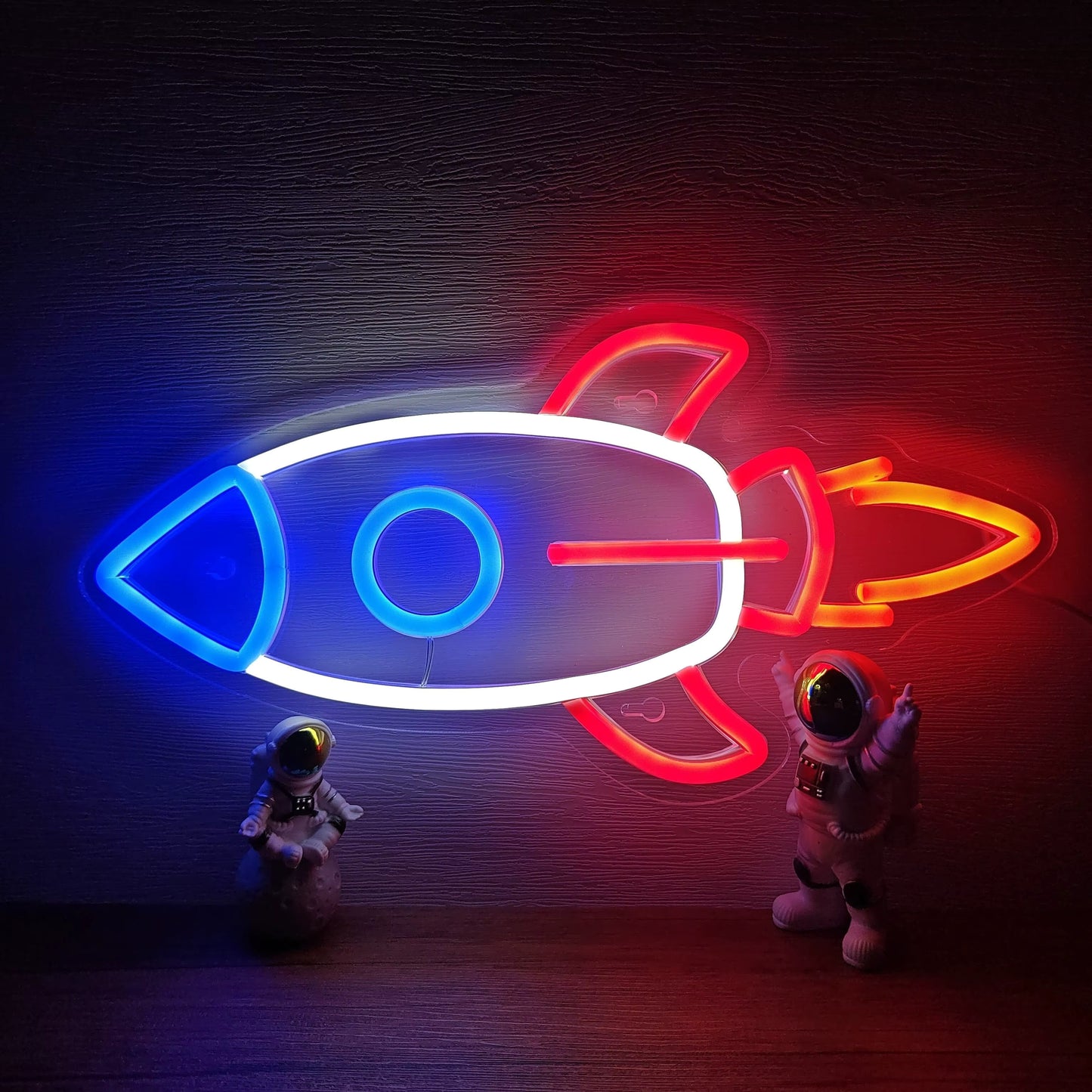 Rocket ship neon light party decor space wall art