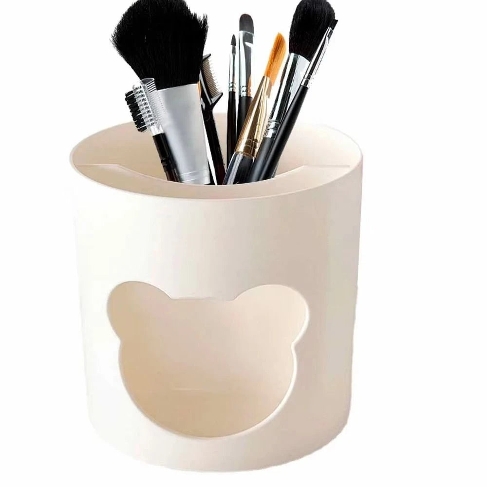 Round plastic pen holder with a small bear design, view 4