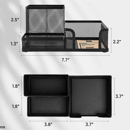 Black metal mesh desk organiser, view 6