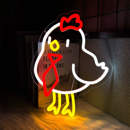 Rooster LED neon light for cafe wall decor
