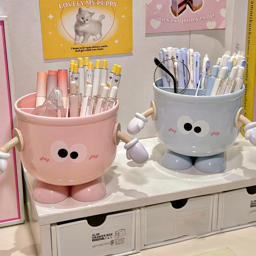 Pen holder with a hook on the side