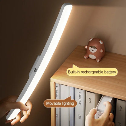 Magnetic lamp showing cool white light mode for focused work and reading