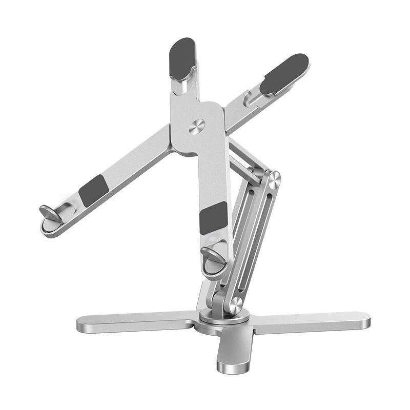 Foldable rotating aluminium laptop stand in silver or grey, view 9