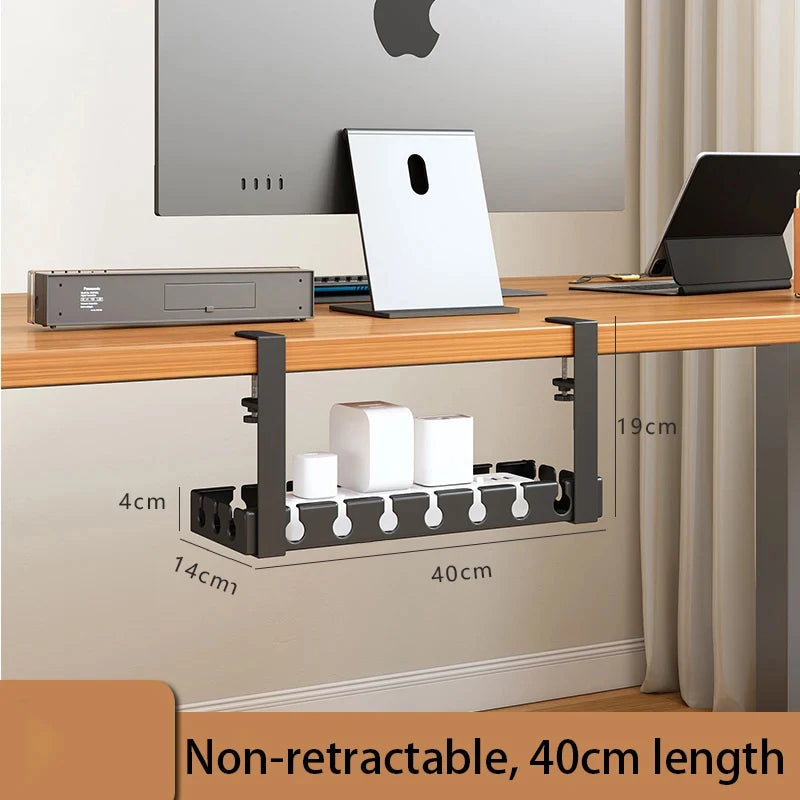 Tidy home office desk with cables hidden underneath