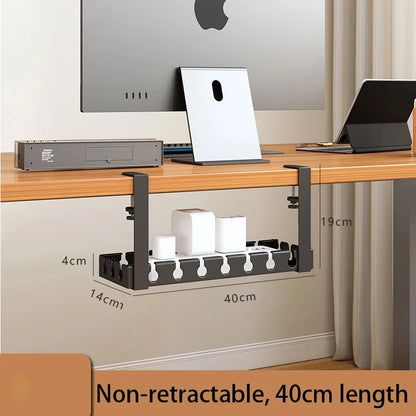 Tidy home office desk with cables hidden underneath