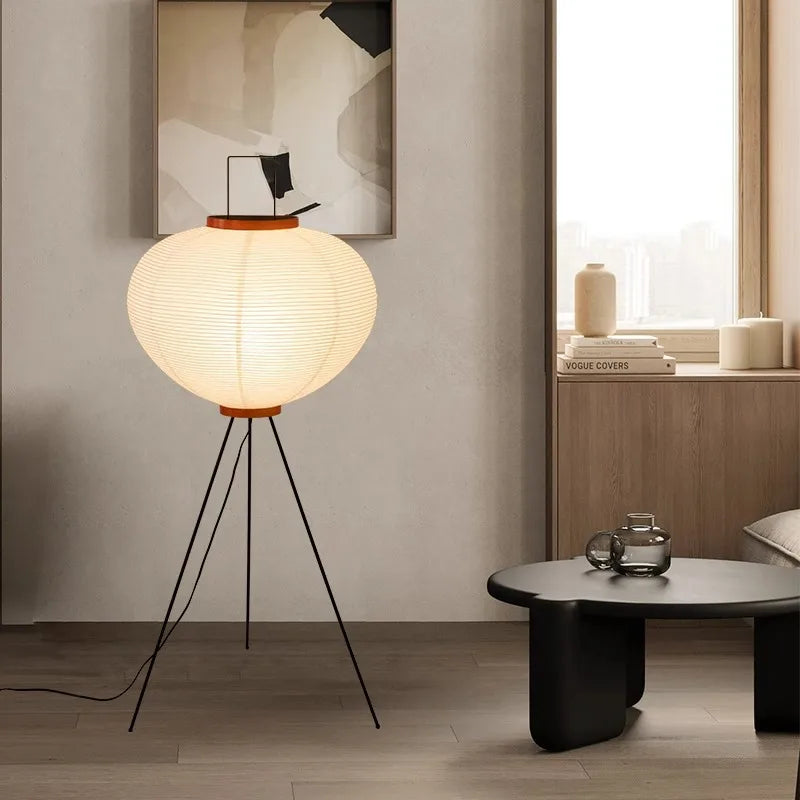 Japanese rice paper floor lamp wabi sabi style