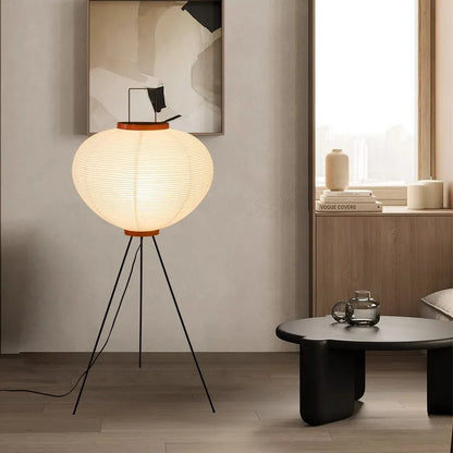Japanese rice paper floor lamp wabi sabi style