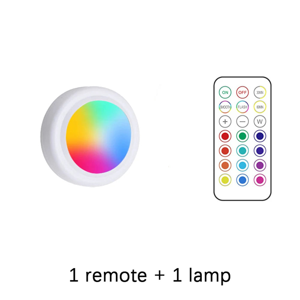 Color-changing lamp with remote control on a white background