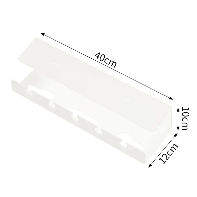 Plug strip and adapters stored in the clamp on tray