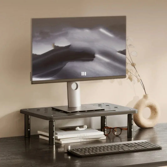 Adjustable monitor stand in black or white
