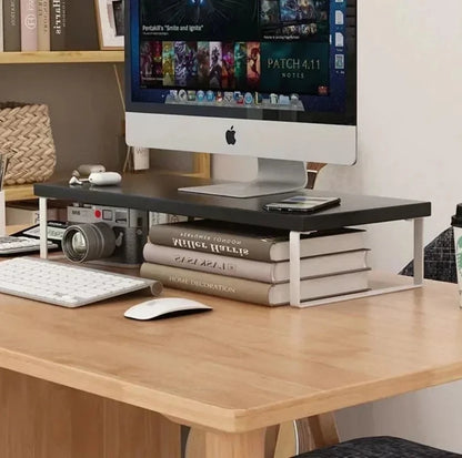 Monitor riser with storage, iron frame and wooden top, view 4