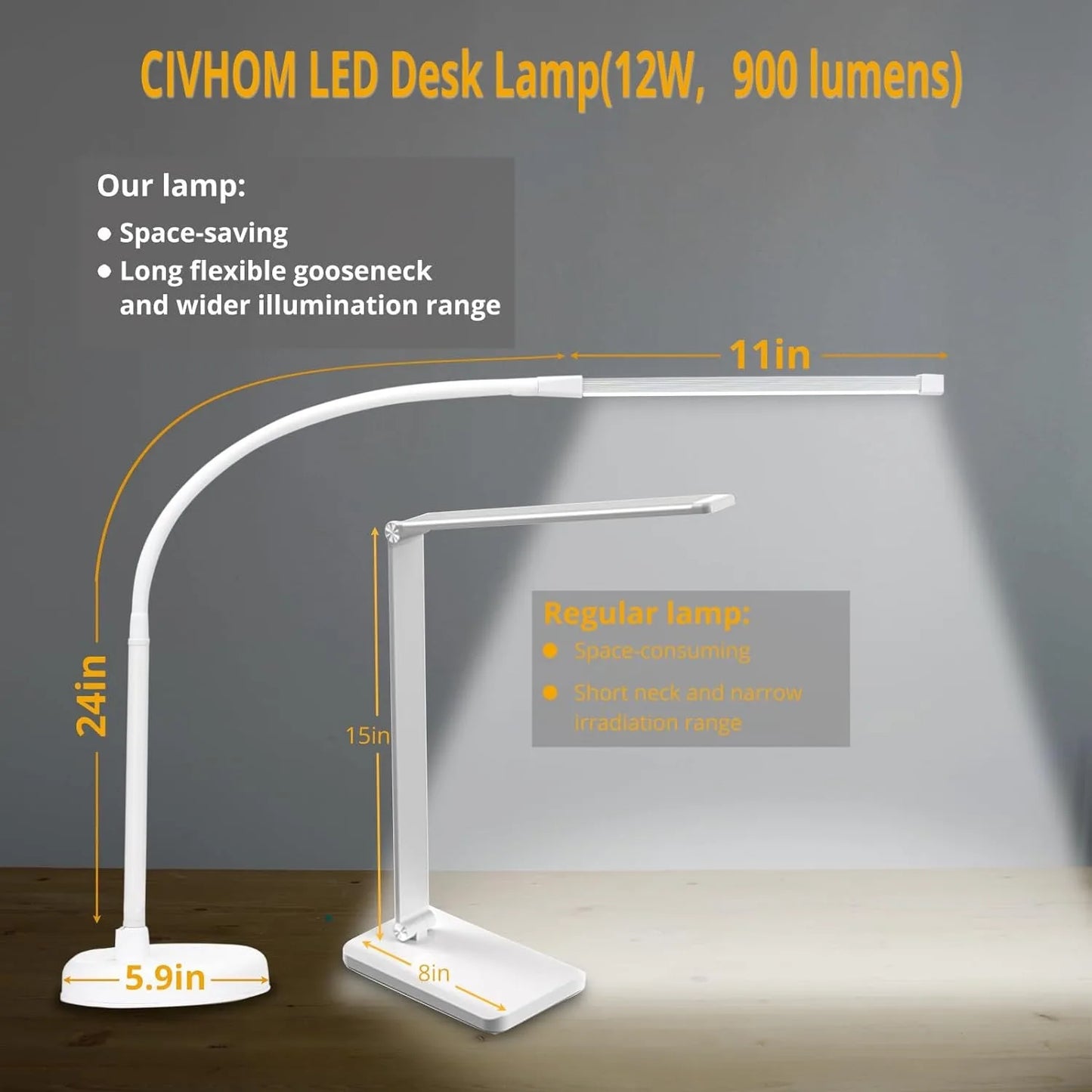 24 inch gooseneck lamp adjustable angle detail