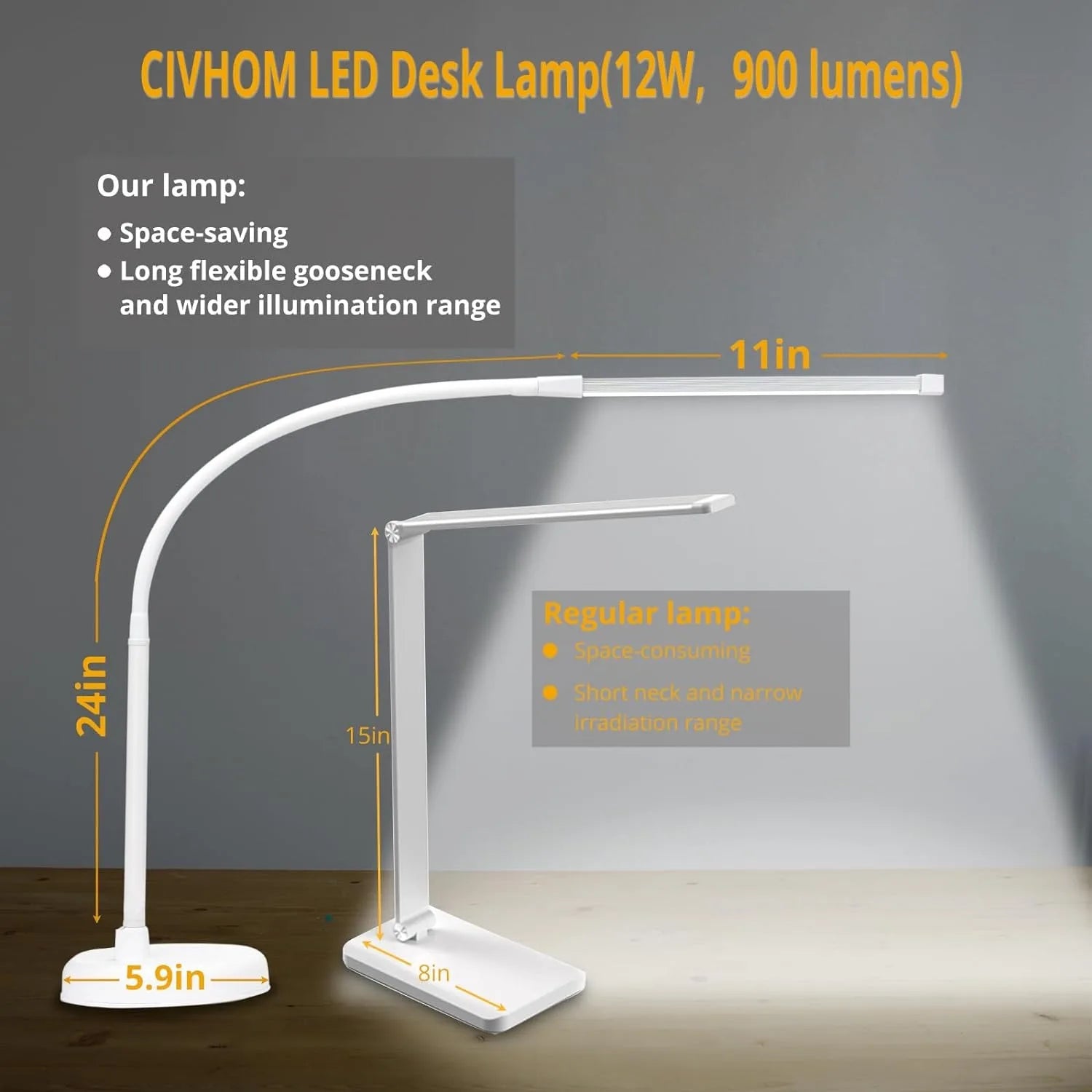 24 inch gooseneck lamp adjustable angle detail