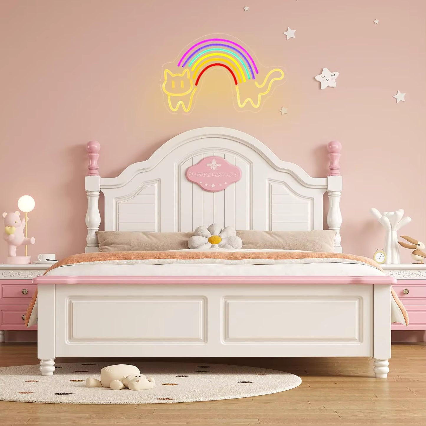 Dimmable rainbow cat neon sign for pet shop decor