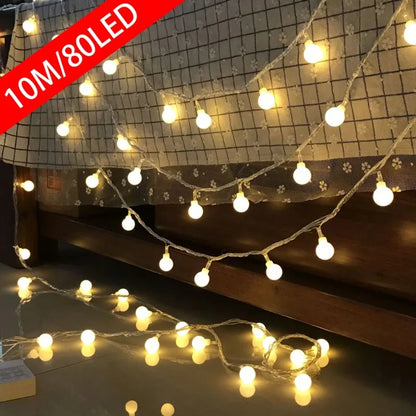 Warm white ball fairy lights garden pergola