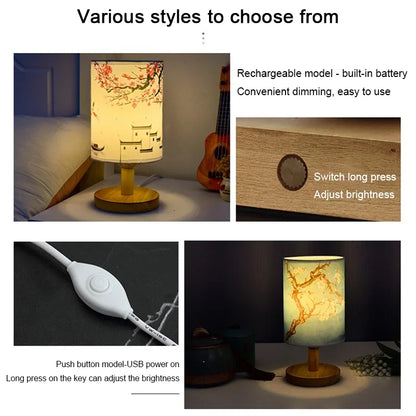 Fabric shade LED lamp for bedroom and bedside use