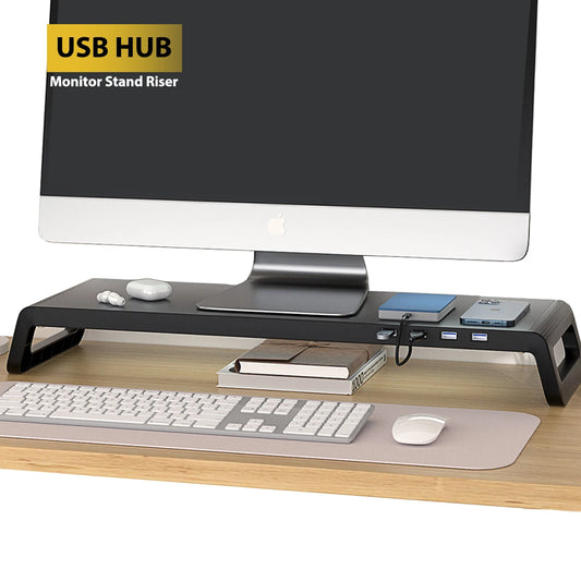 Aluminium monitor stand riser with USB 3.0 hub