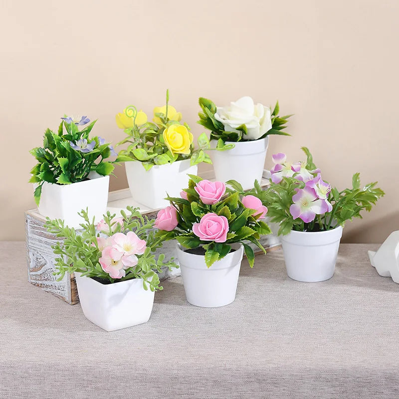 Artificial flowers arranged in a vase, view 2