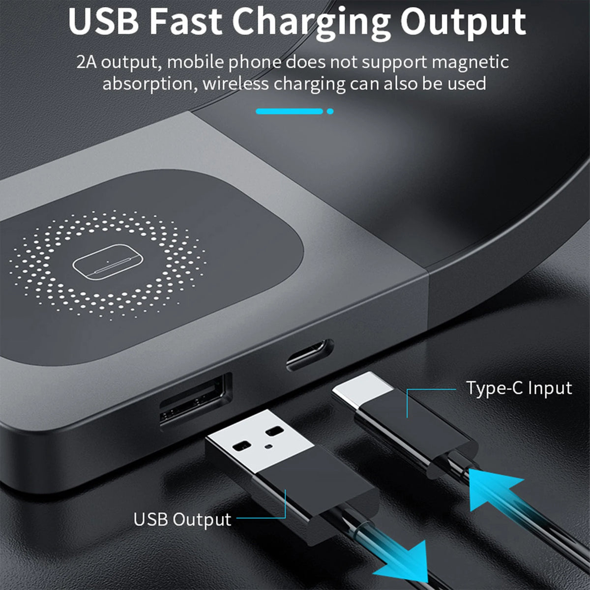 Metal bodied 4 in 1 magnetic wireless charger, view 5