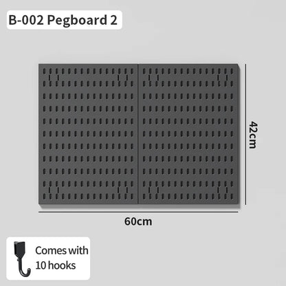 Wall pegboard with hooks, baskets and accessories, view 46
