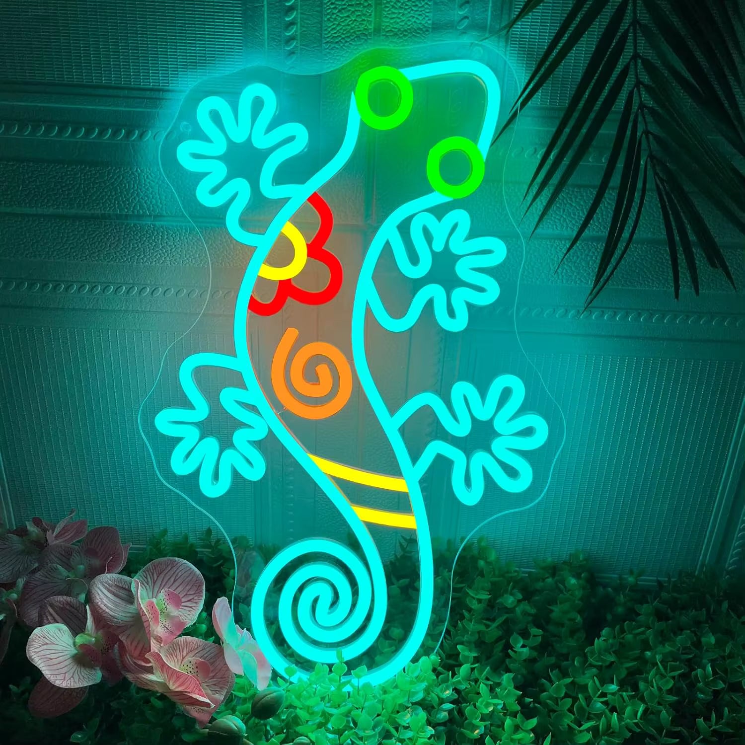 Reptile animal neon light glowing in kids room