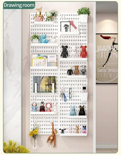 Wall pegboard with hooks, baskets and accessories, view 7