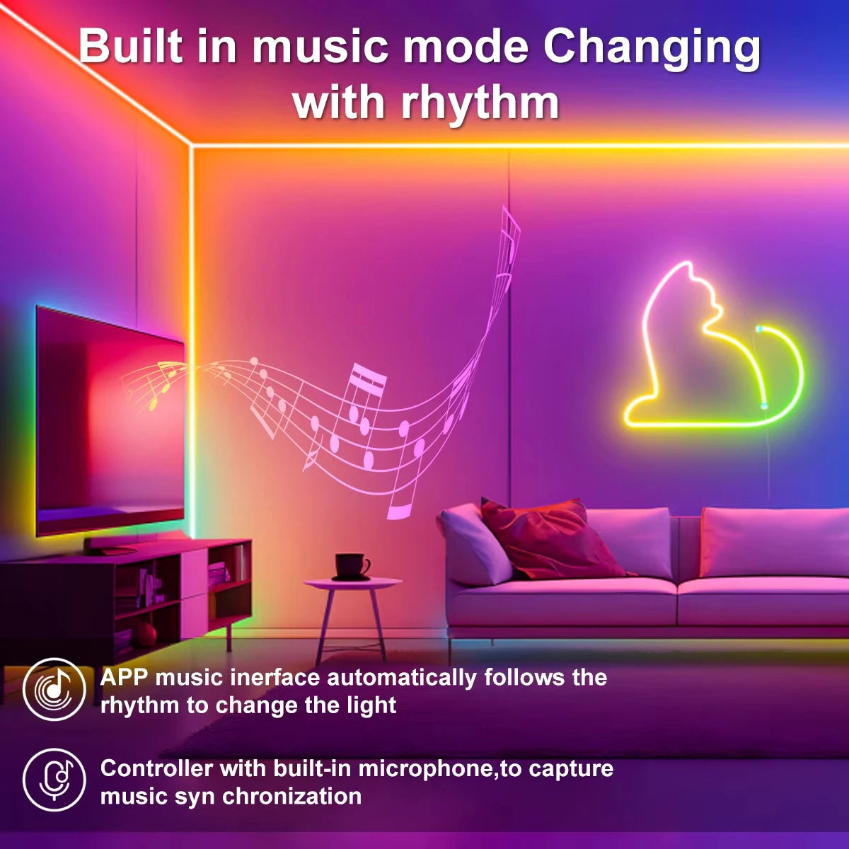 Music sync LED neon strip party wall decor